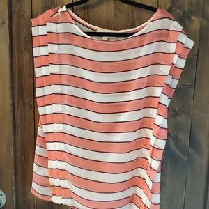 NWOT Ann Taylor LOFT sheer striped Coral top